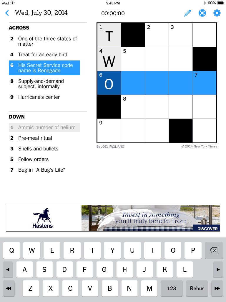 new york times daily crossword mini