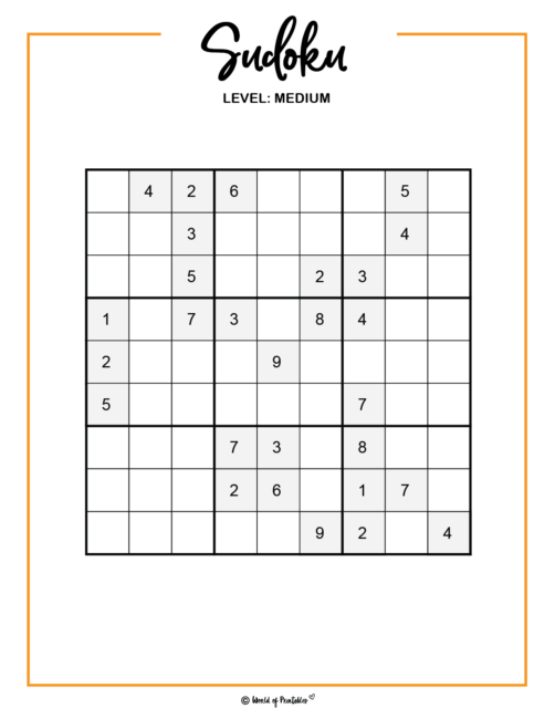 web sudoku medium
